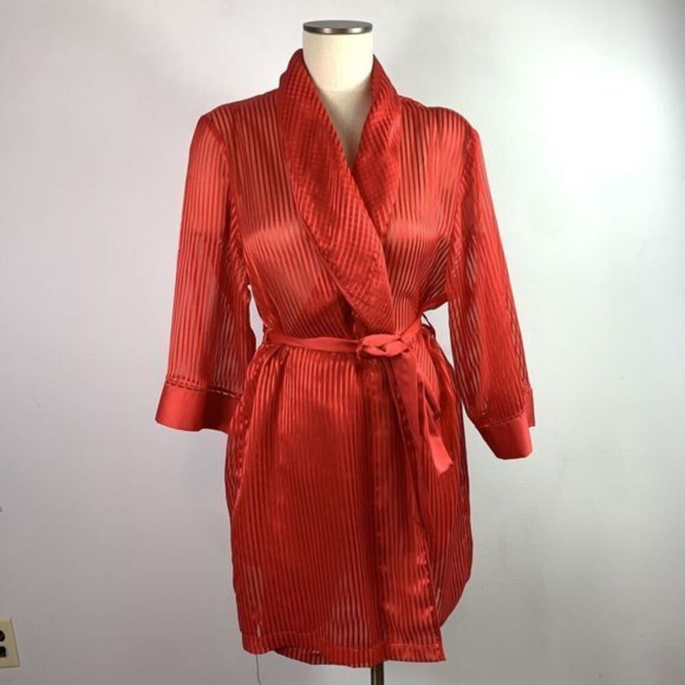 Vintage 90s Y2K Romance Striped Chiffon Sheer Robe & Shorts